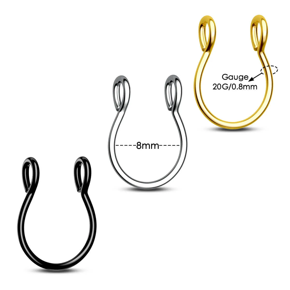 Faux Septum Ring Adjustable Clip On