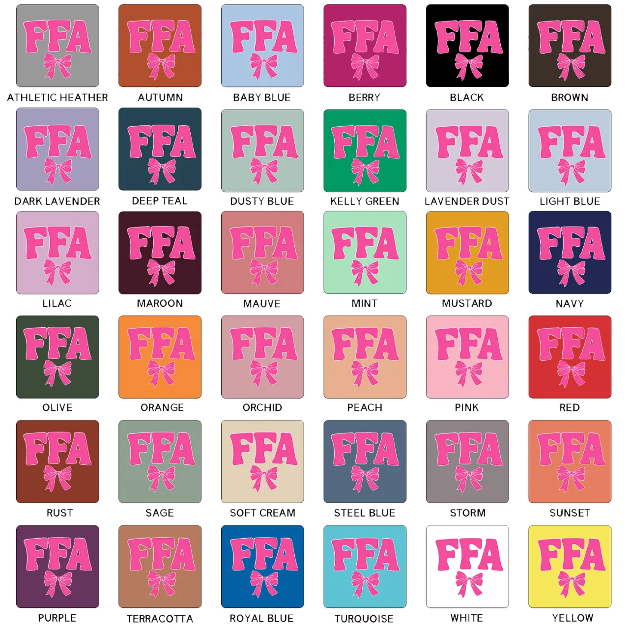 FFA Bow Pink T-Shirt (XS-4XL) - Multiple Colors!