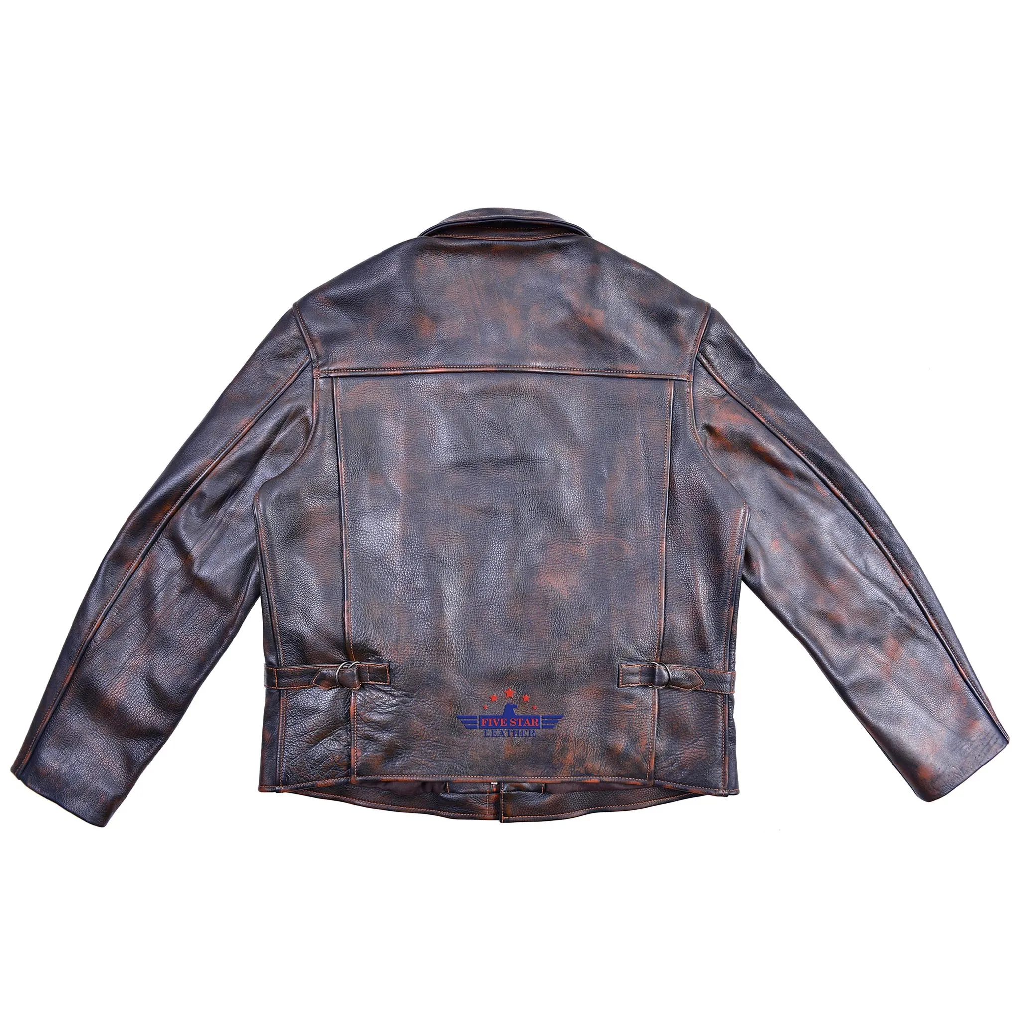 FiveStar Leather Crusader Jacket Steerhide Distressed Leather Brown