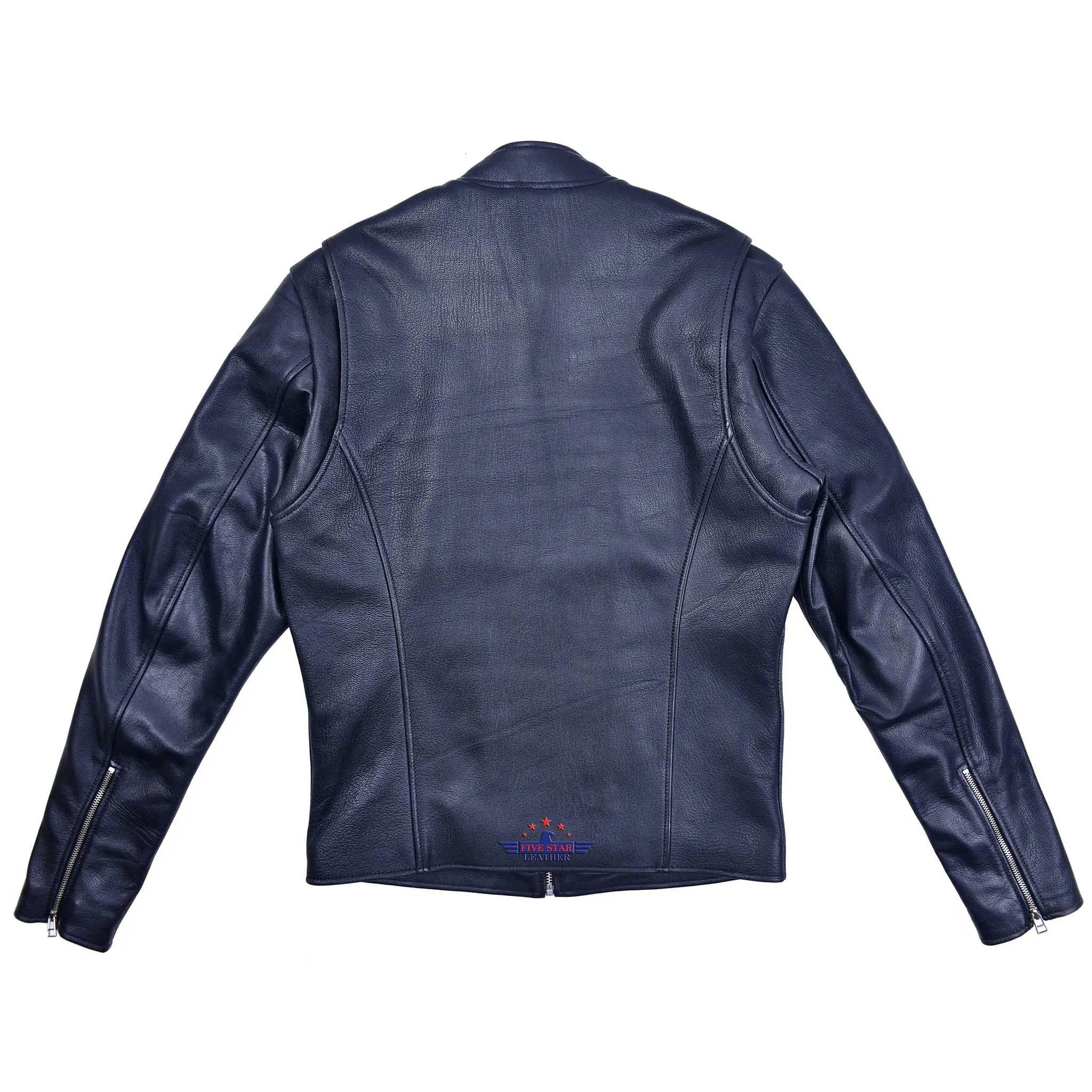 FiveStar Leather Men's Vintage Cafe Racer Black Goatskin Road Master Jacket