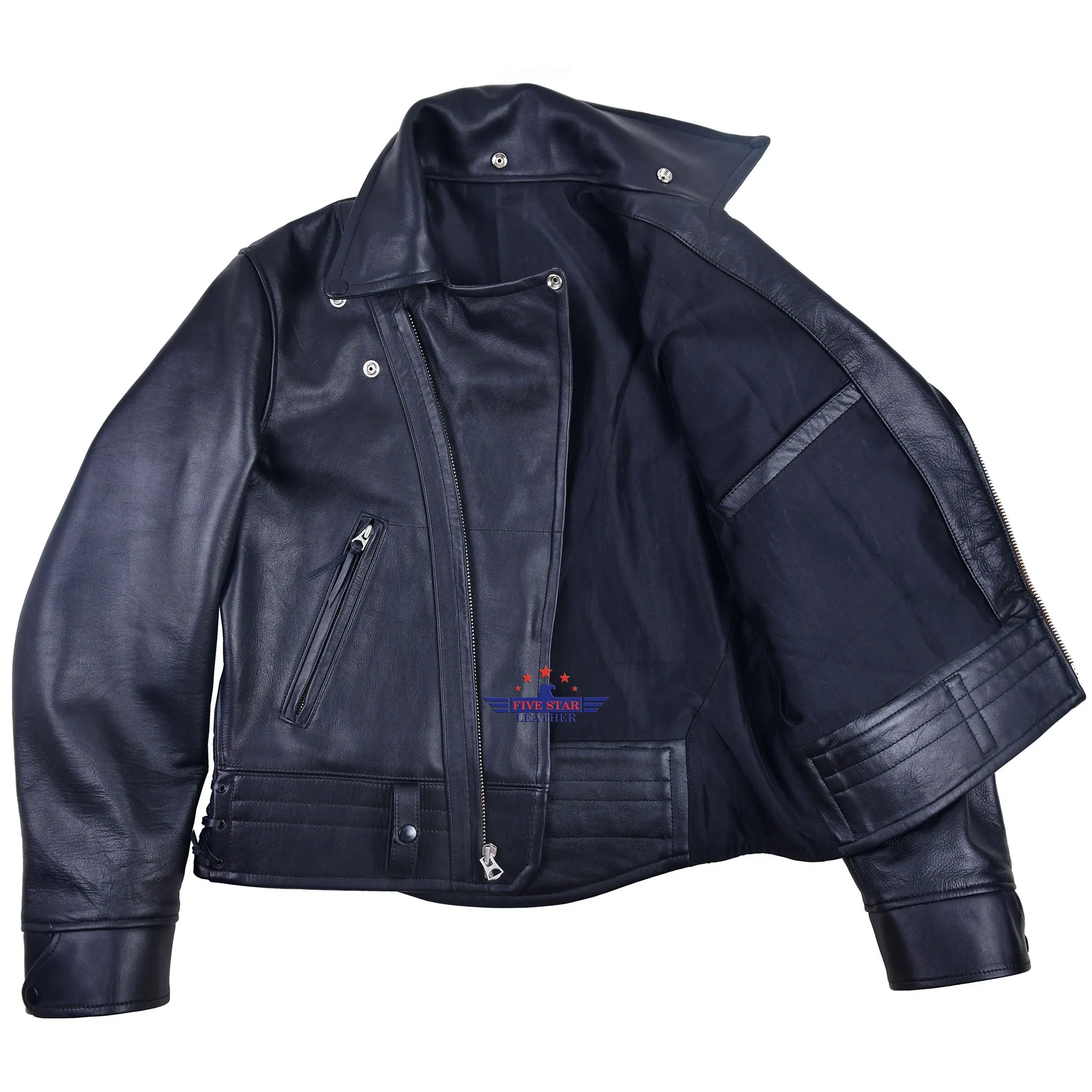 FiveStar Leather Repro 1940s Police Officers Horsehide Black Leather Jacket