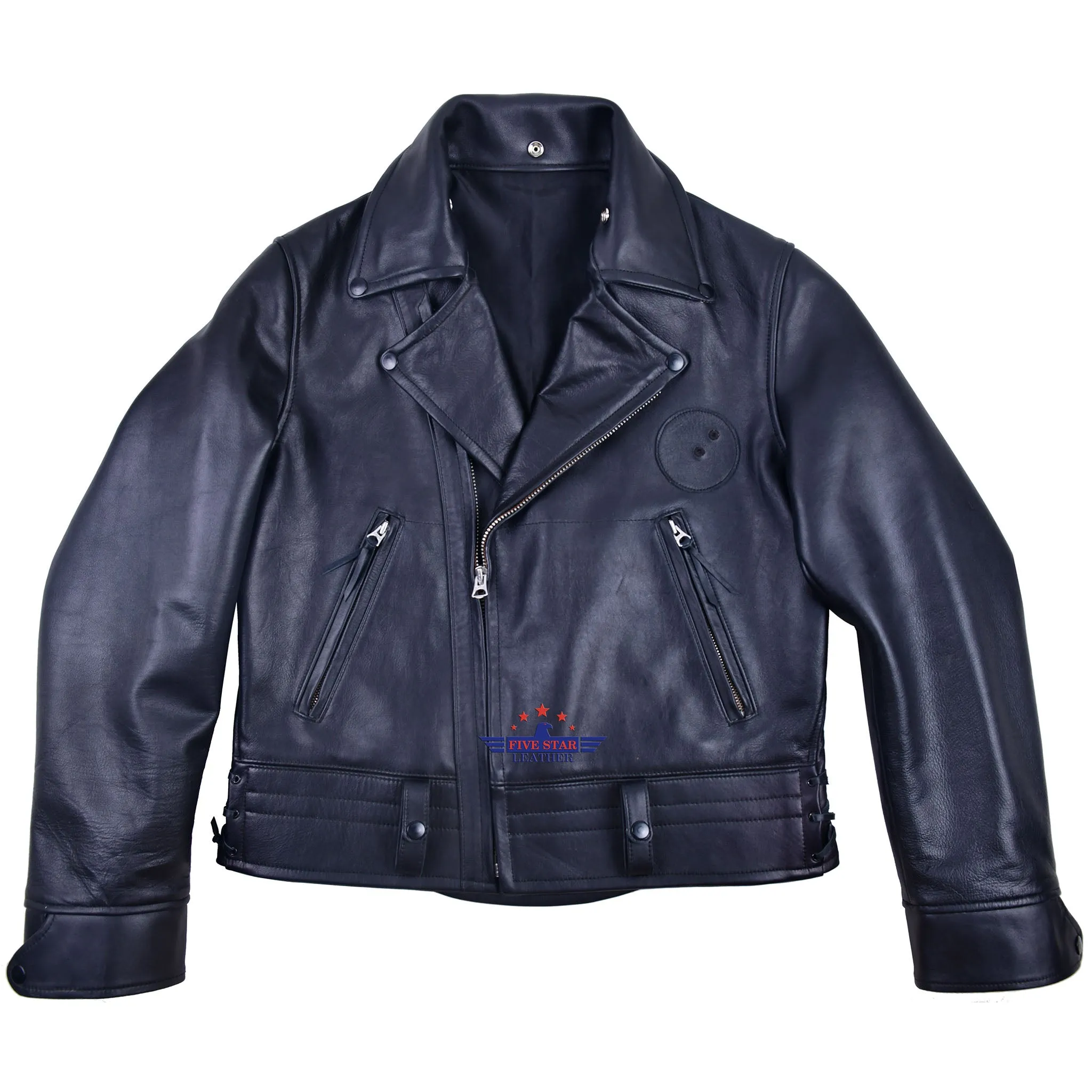 FiveStar Leather Repro 1940s Police Officers Horsehide Black Leather Jacket