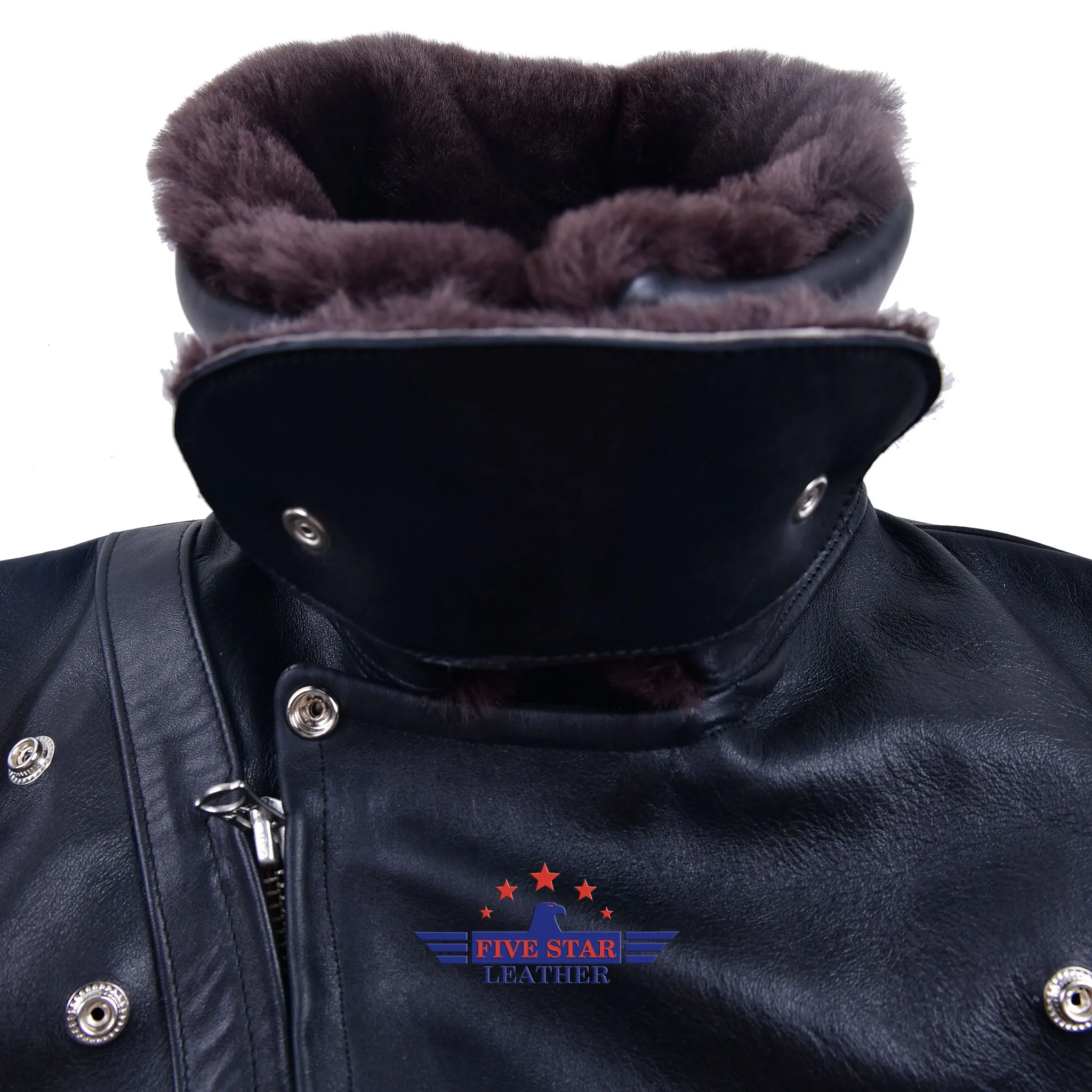 FiveStar Leather Repro 1940s Police Officers Horsehide Black Leather Jacket