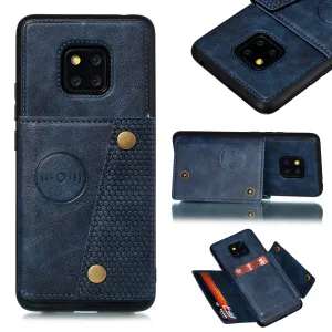 For HUAWEI MATE 20 PRO Double Buckle Non-slip Shockproof Cell Phone Case with Card Slot Bracket blue