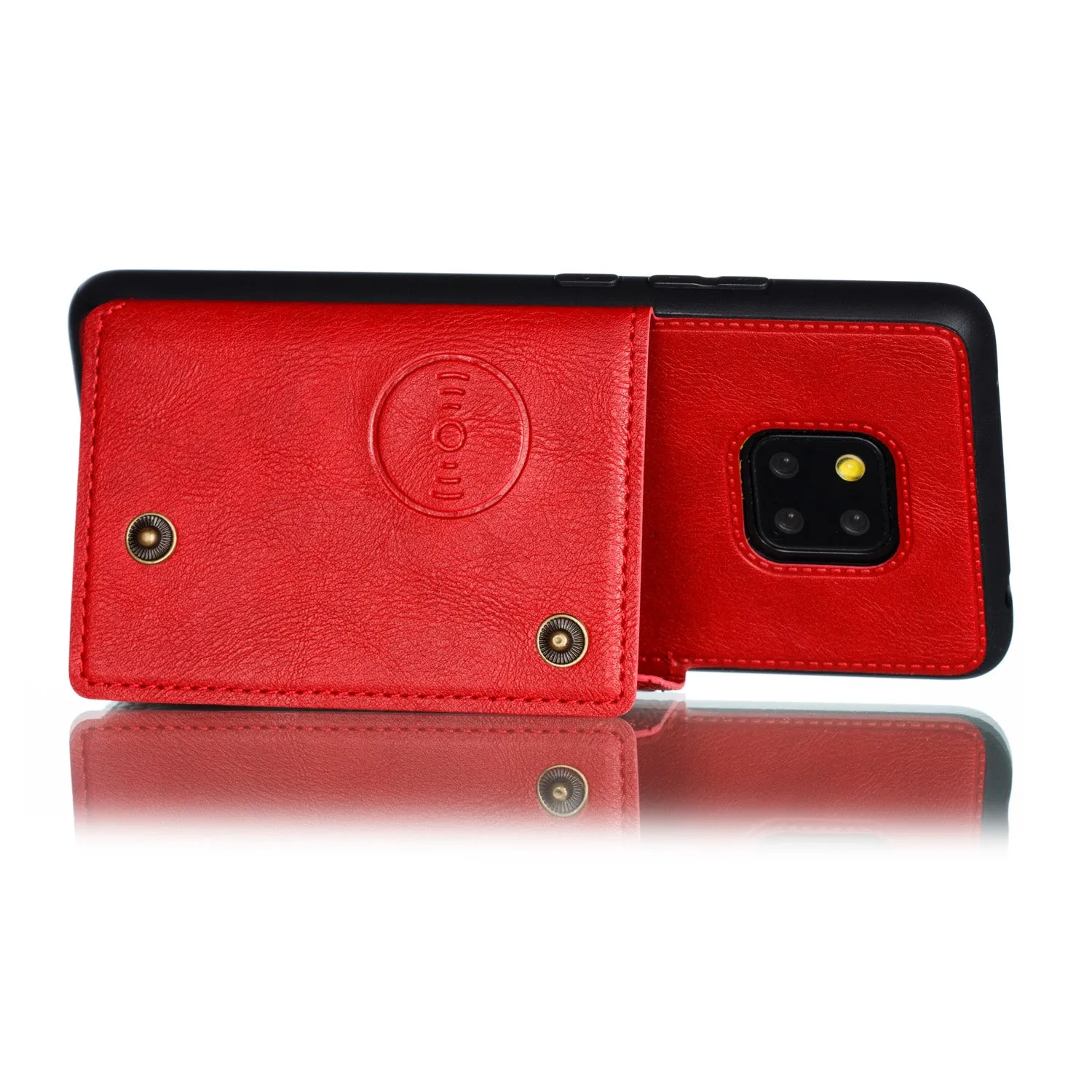 For HUAWEI MATE 20 PRO Double Buckle Non-slip Shockproof Cell Phone Case with Card Slot Bracket red