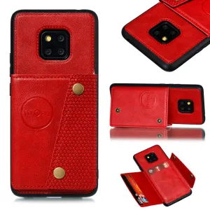 For HUAWEI MATE 20 PRO Double Buckle Non-slip Shockproof Cell Phone Case with Card Slot Bracket red