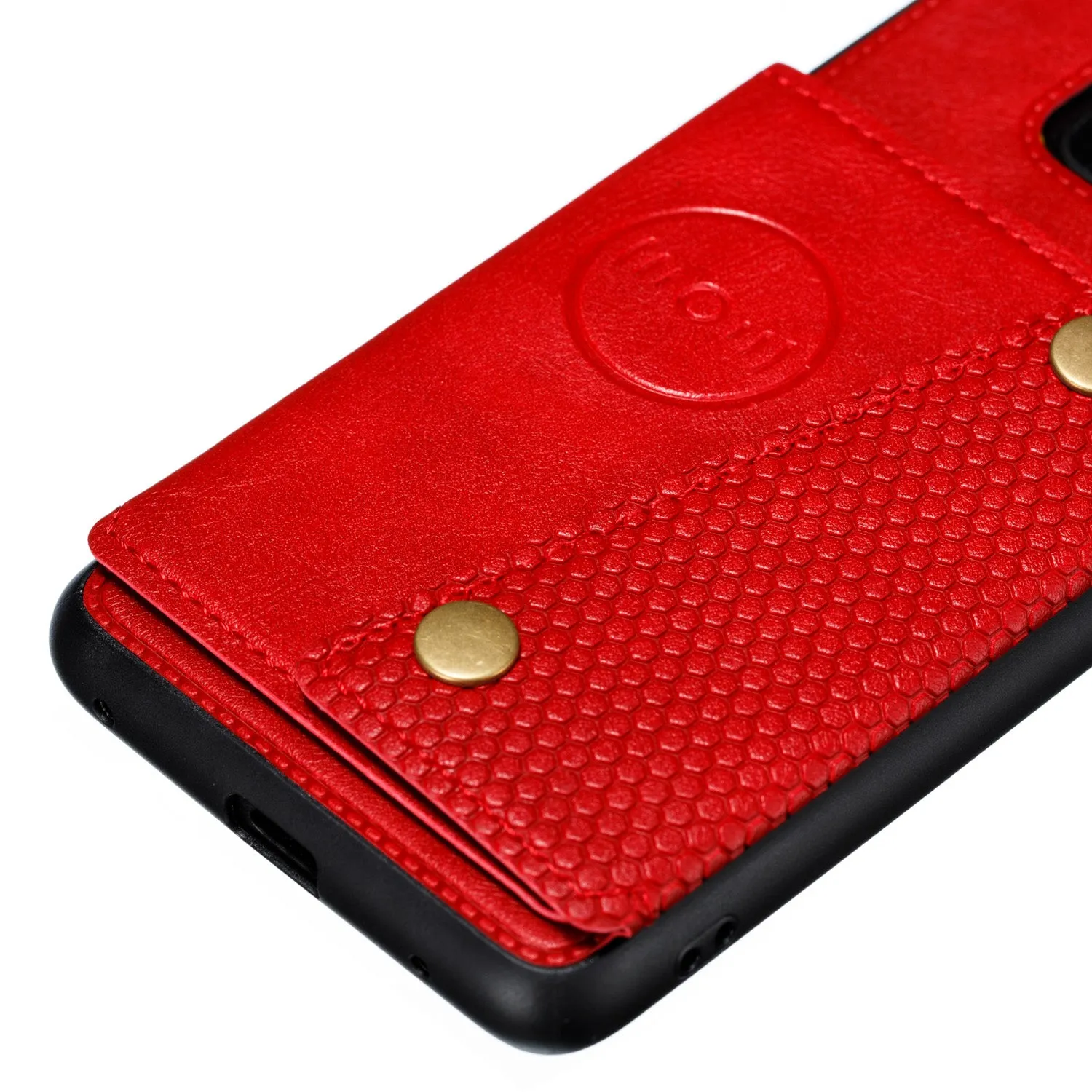 For HUAWEI MATE 20 PRO Double Buckle Non-slip Shockproof Cell Phone Case with Card Slot Bracket red