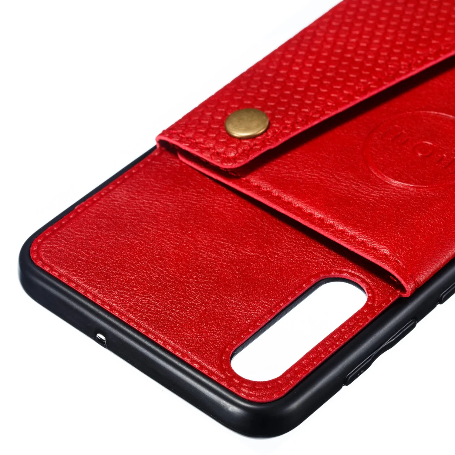 For Samsung A50 Double Buckle Non-slip Shockproof Cell Phone Case with Card Slot Bracket black