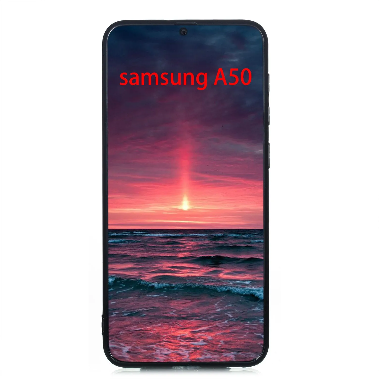 For Samsung A50 Double Buckle Non-slip Shockproof Cell Phone Case with Card Slot Bracket black