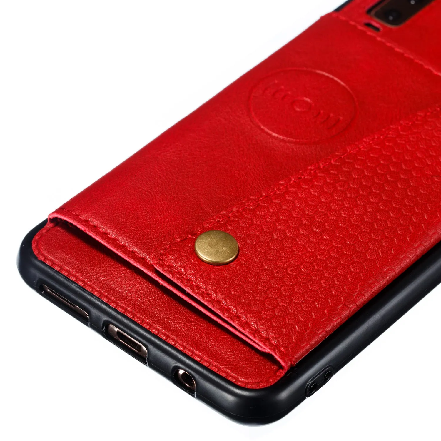 For Samsung A750/A7 2018 Double Buckle Non-slip Shockproof Cell Phone Case with Card Slot Bracket blue