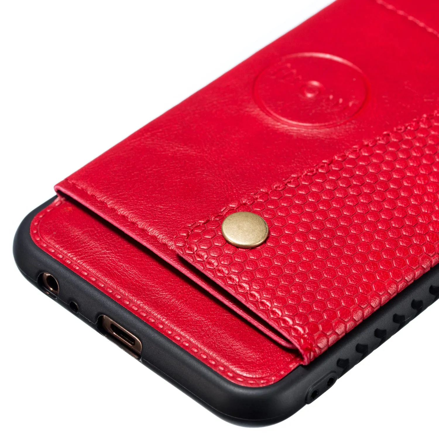 For Samsung J4 PLUS PU Protective Phone Back Case with Card Slot Bracket blue