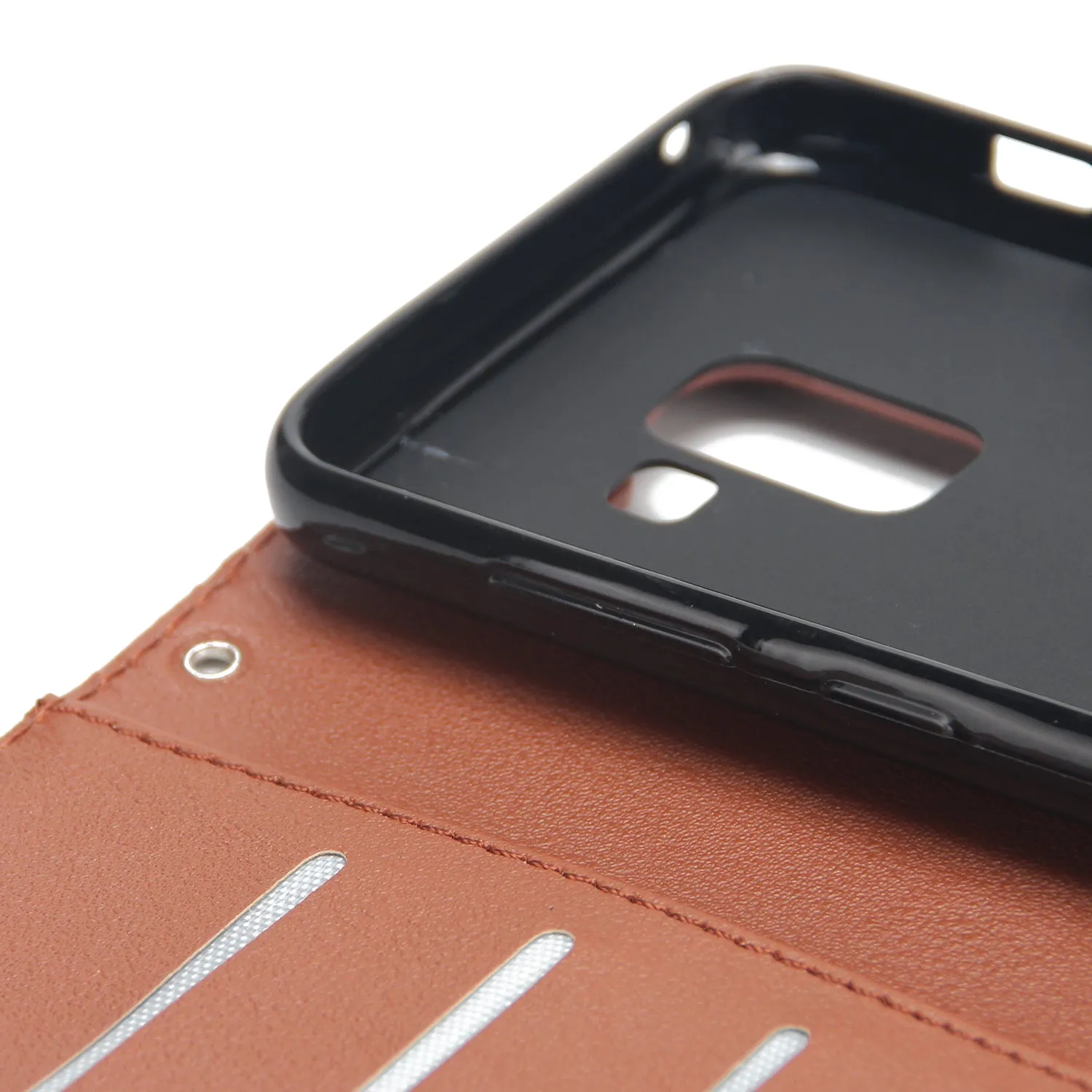 For Samsung J6 2018 PU Cell Phone Case Non-slip Shockproof Protective Case with Card Slot  Rose gold