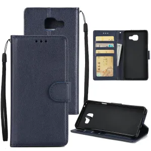 For Samsung On7-2016/J7 Prime Protective Cover PU Cell Phone Case with Card Slot blue