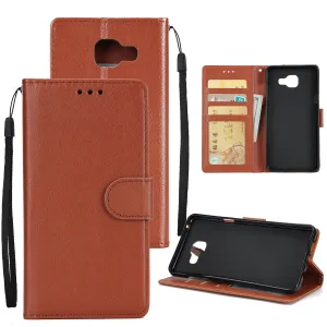 For Samsung On7-2016/J7 Prime Protective Cover PU Cell Phone Case with Card Slot brown