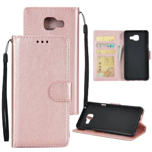 For Samsung On7-2016/J7 Prime Protective Cover PU Cell Phone Case with Card Slot Rose gold