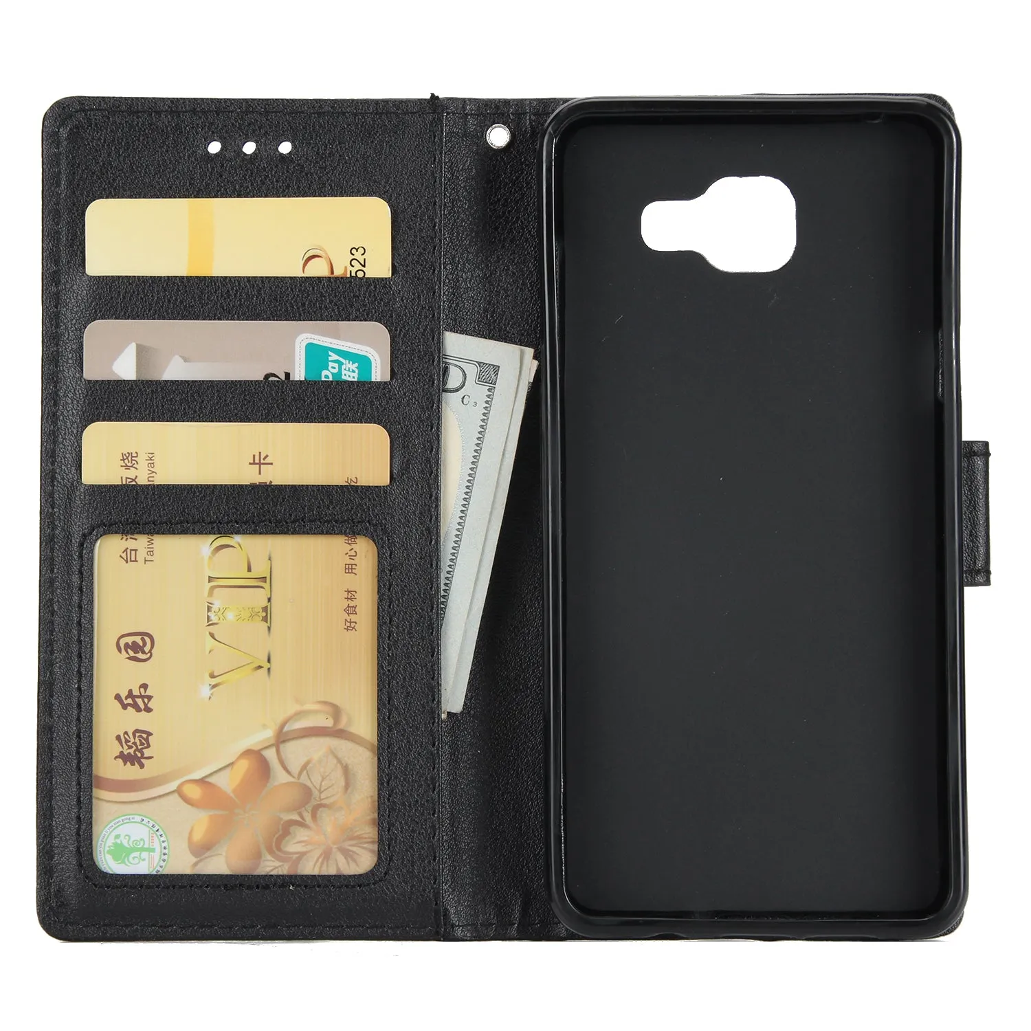 For Samsung On7-2016/J7 Prime Protective Cover PU Cell Phone Case with Card Slot Rose gold