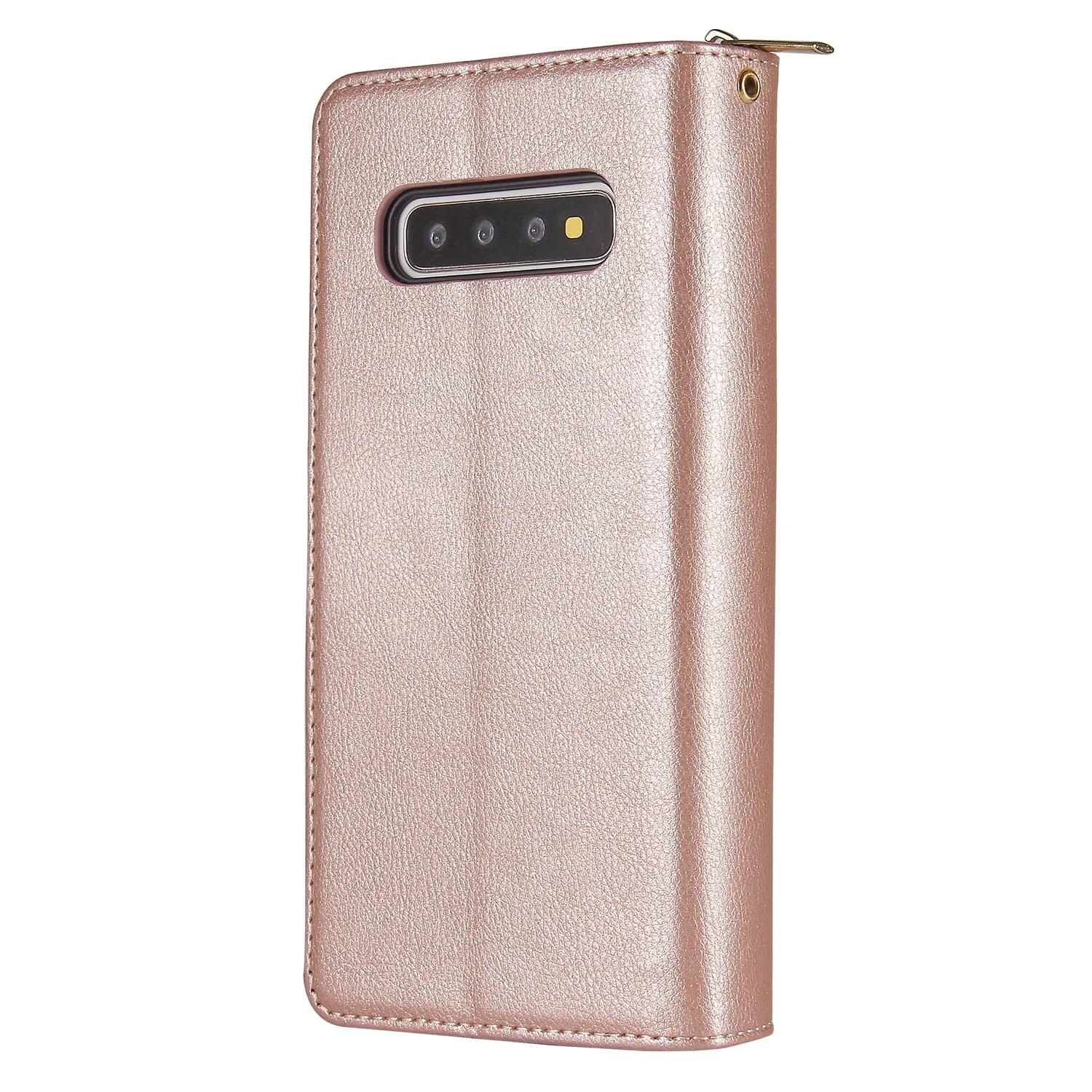 For Samsung S10/S20/S10E/ S10 Plus Pu Leather  Mobile Phone Cover Zipper Card Bag   Wrist Strap brown
