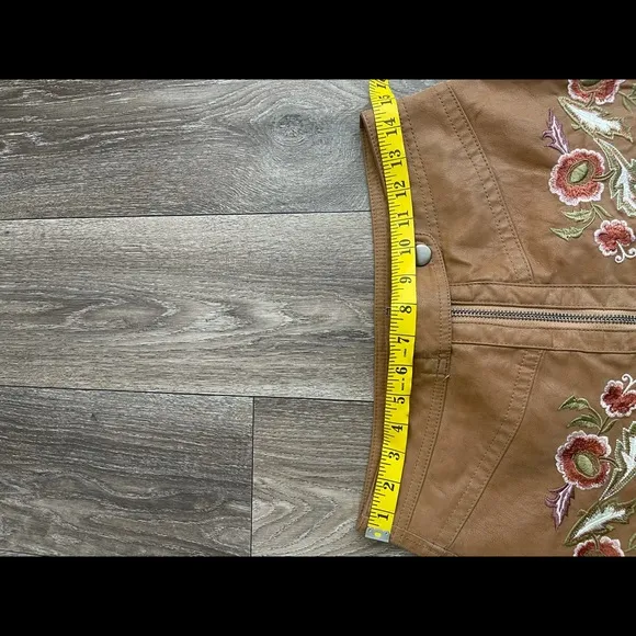FREE PEOPLE Brown Embroidered Alanis Mini Skirt 6