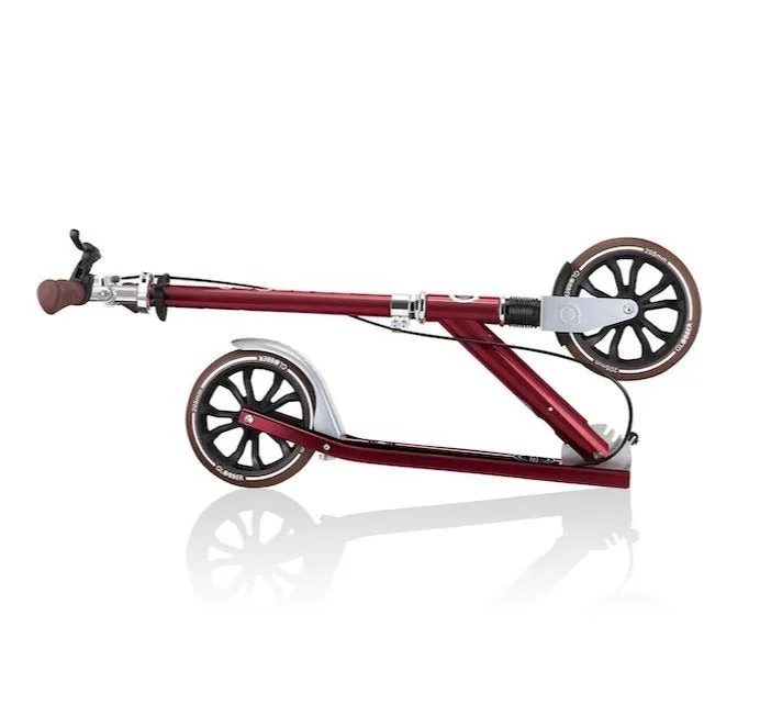 Globber NL205 Deluxe Big Wheels Kick Scooter for Kids - Vintage Red