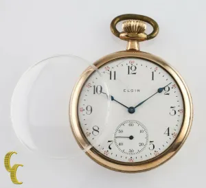 Gold Filled Elgin Antique Open Face Pocket Watch Gr 291 16S 7 Jewel