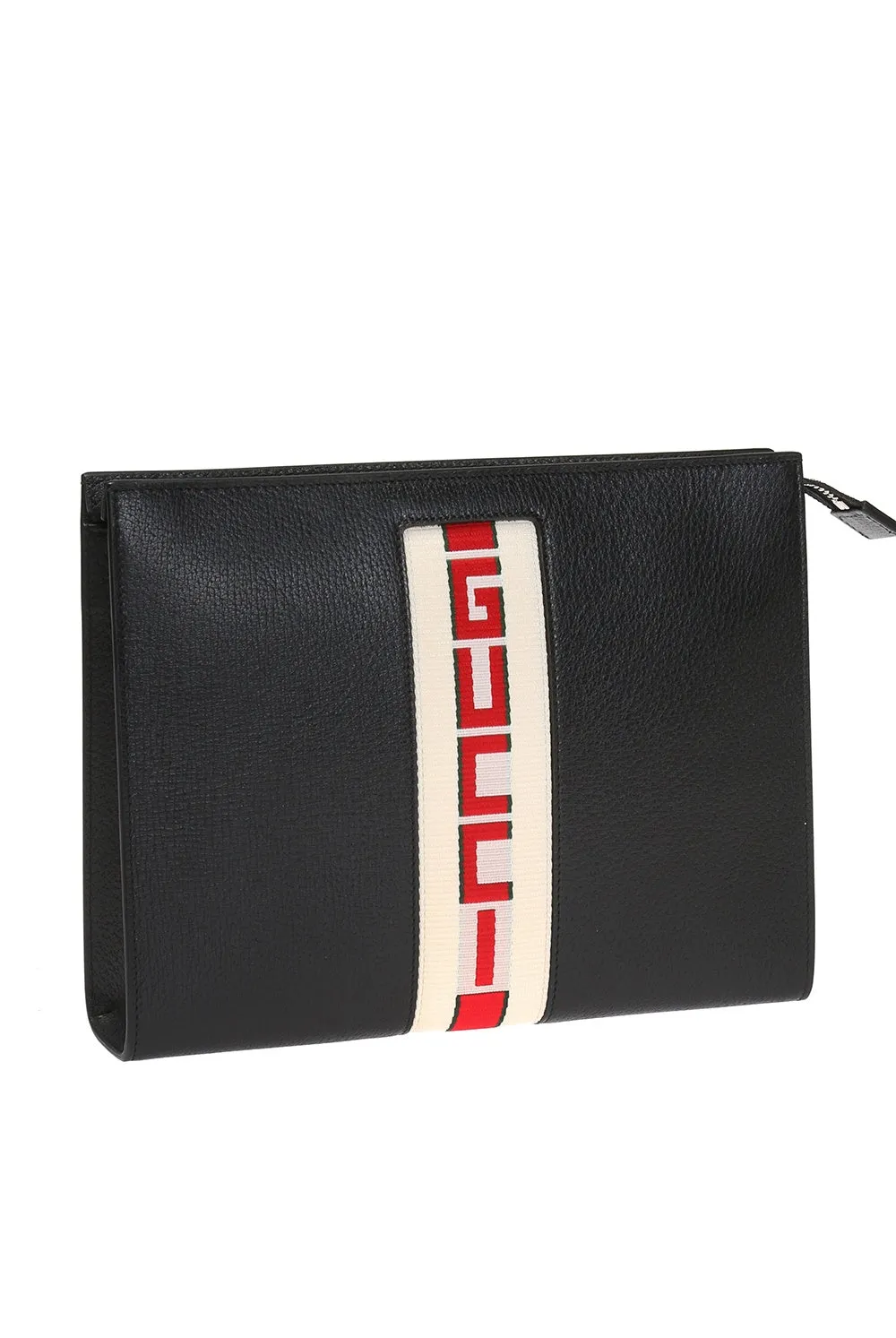 Gucci Men's Leather Stripe Pouch in Black