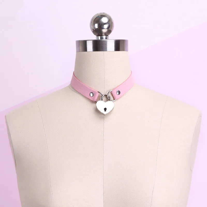 Harajuku pu leather love lock collar YC20192