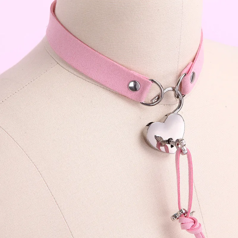 Harajuku pu leather love lock collar YC20192