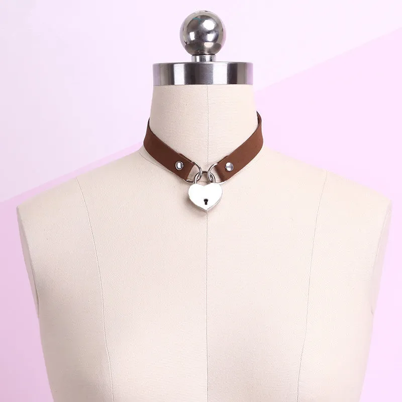 Harajuku pu leather love lock collar YC20192