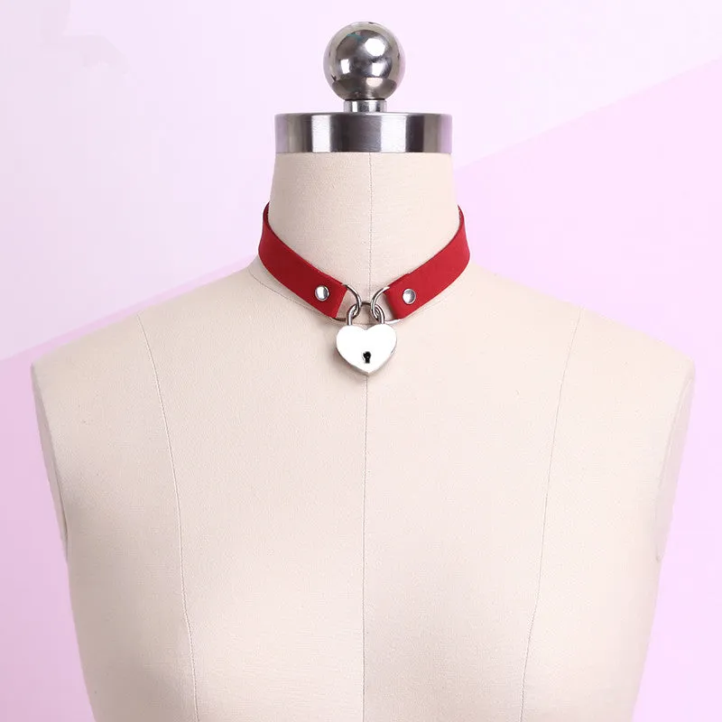 Harajuku pu leather love lock collar YC20192