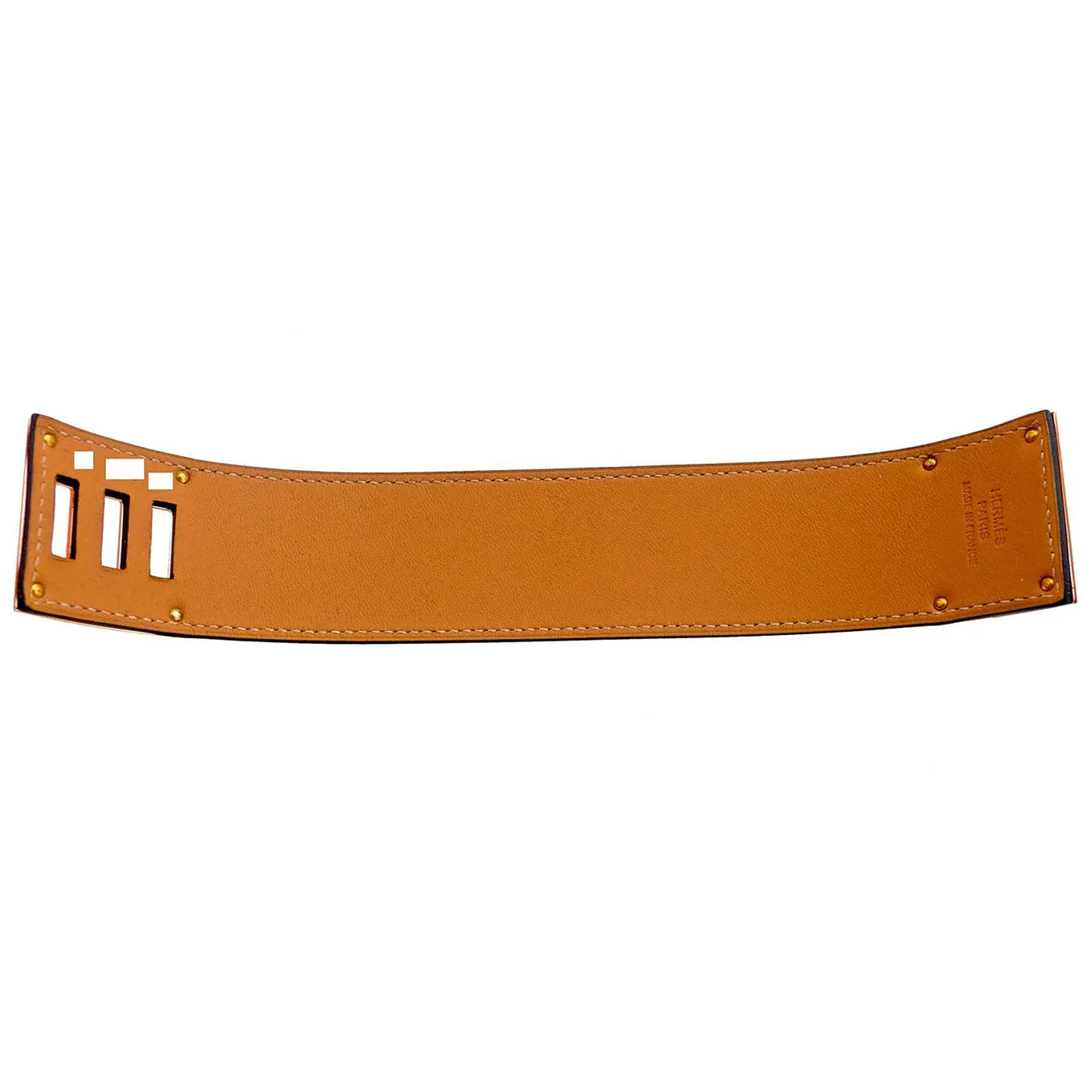 Hermes Black Kelly Dog Epsom Rose Gold Hardware Leather Cuff Bracelet