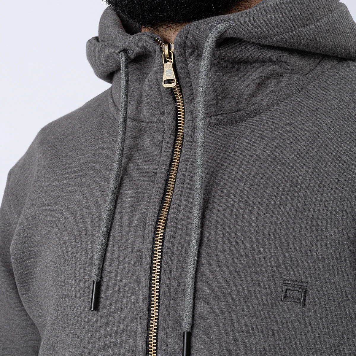 High Neck Melton Zipper⁩ . Charcoal Gray
