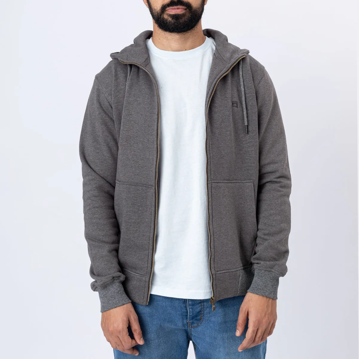 High Neck Melton Zipper⁩ . Charcoal Gray