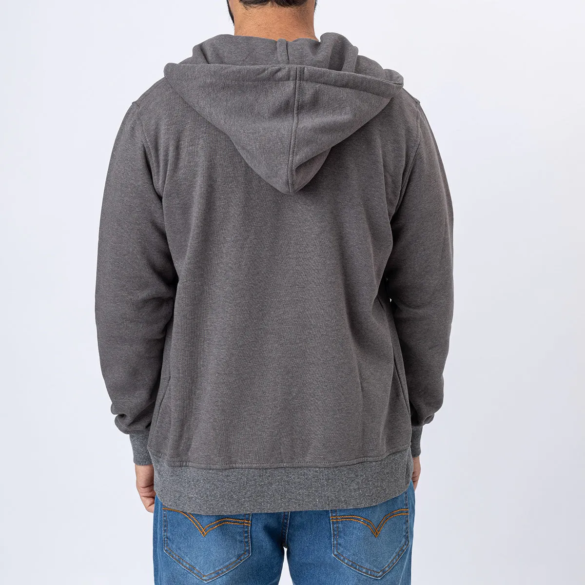 High Neck Melton Zipper⁩ . Charcoal Gray