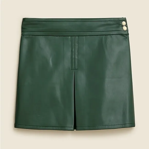 J. Crew Center-pleat Mini Skirt In Faux Leather Womens Size 6 - NWT