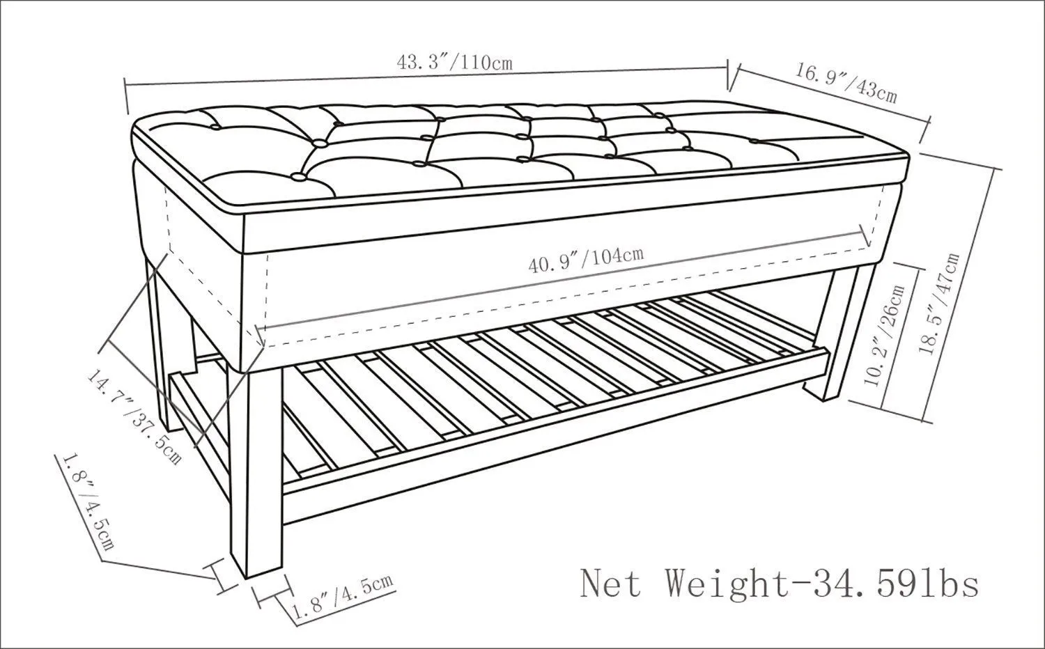Lomond Ottoman Bench in Vegan Leather