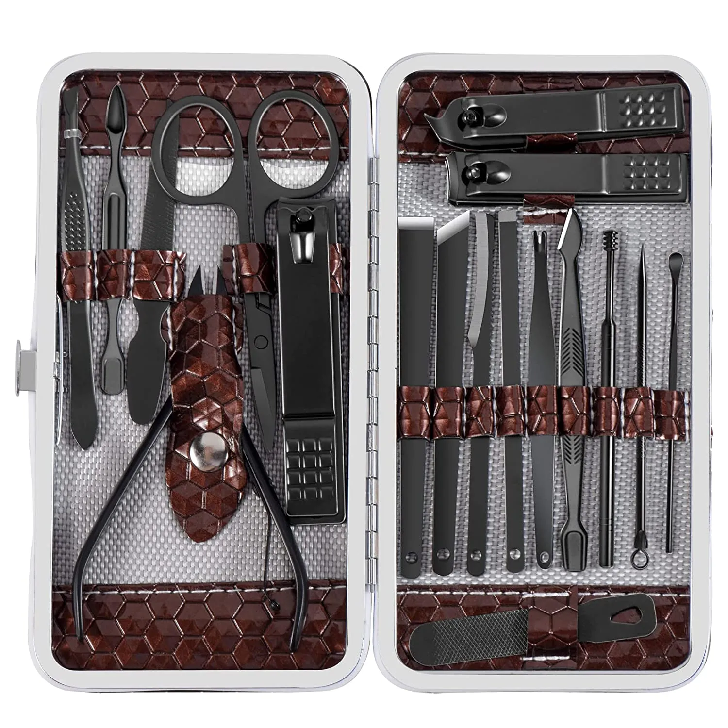 Manicure Set Nail Clippers Pedicure Kit -18 Pieces Stainless Steel Manicure Kit, Professional Grooming Kits, Nail Care Tools with Luxurious Travel Case