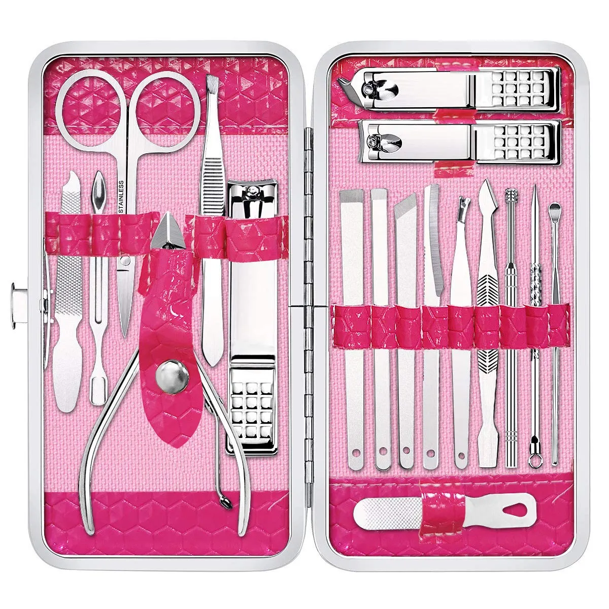 Manicure Set Nail Clippers Pedicure Kit -18 Pieces Stainless Steel Manicure Kit, Professional Grooming Kits, Nail Care Tools with Luxurious Travel Case