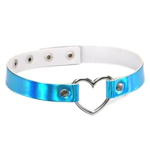 Metallic Heart choker necklace holographic