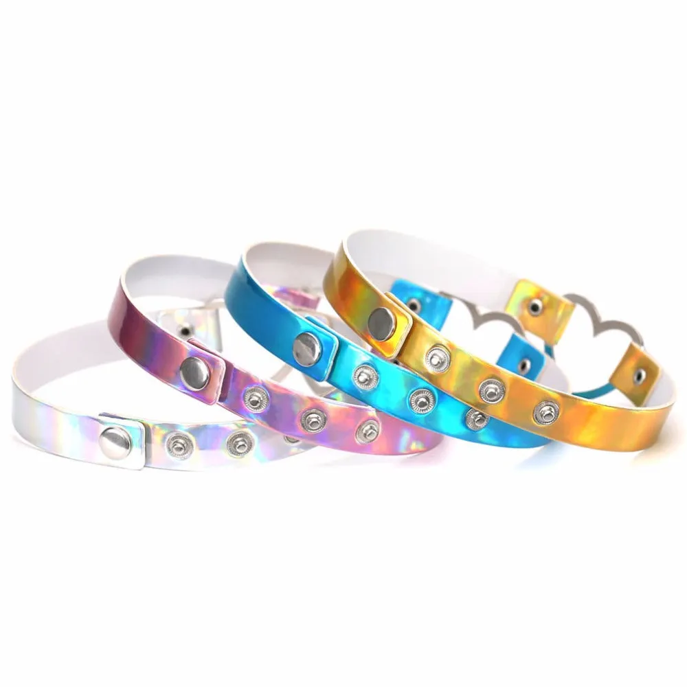 Metallic Heart choker necklace holographic