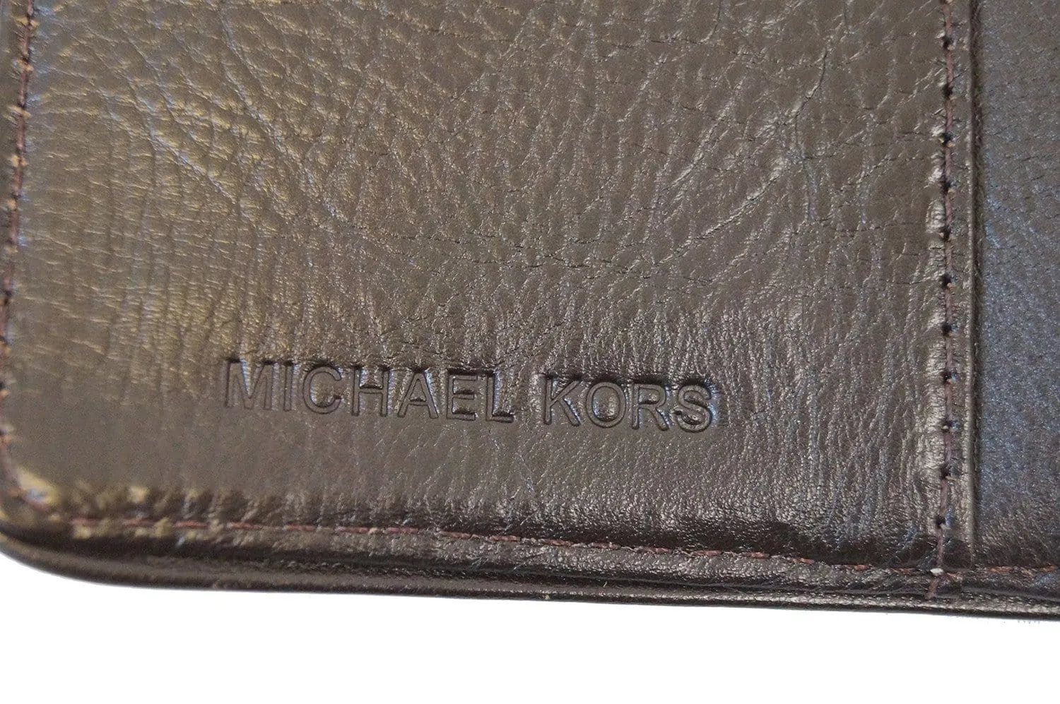 MICHAEL KORS Trifold Dark Brown Leather Wallet E2970