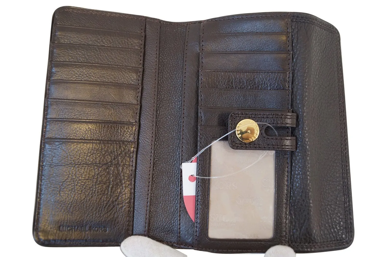 MICHAEL KORS Trifold Dark Brown Leather Wallet E2970
