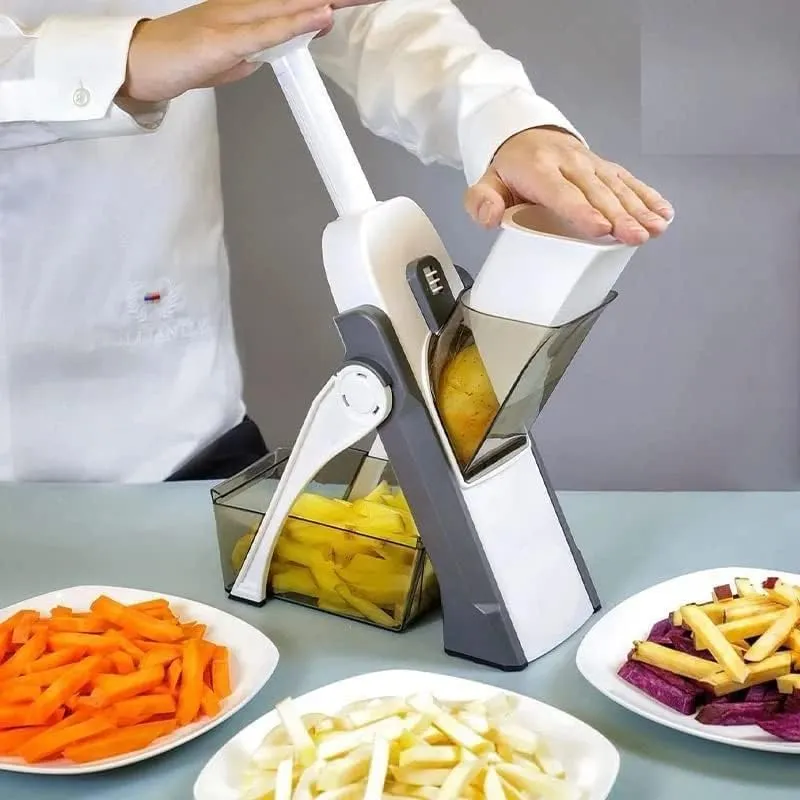 NEW ROMINO Vegetable Cutter for Kitchen, Vegetable Slicer and Chopper, 3in1 Multifunctional Push and Cut Vegetable Shredder Spring Slicer, Mandoline Chopper, Onion Slicer, Grater with Stainless Steel Blades, Retails $46