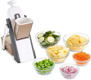 NEW ROMINO Vegetable Cutter for Kitchen, Vegetable Slicer and Chopper, 3in1 Multifunctional Push and Cut Vegetable Shredder Spring Slicer, Mandoline Chopper, Onion Slicer, Grater with Stainless Steel Blades, Retails $46