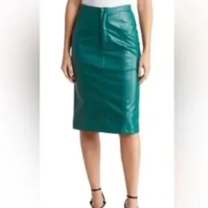 NWT NSR Faux Leather Pencil Skirt Nordstrom Green Size XS NEW