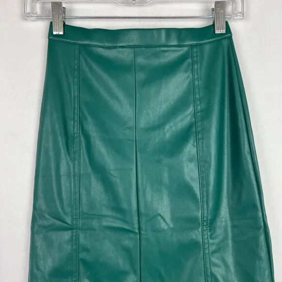 NWT NSR Faux Leather Pencil Skirt Nordstrom Green Size XS NEW
