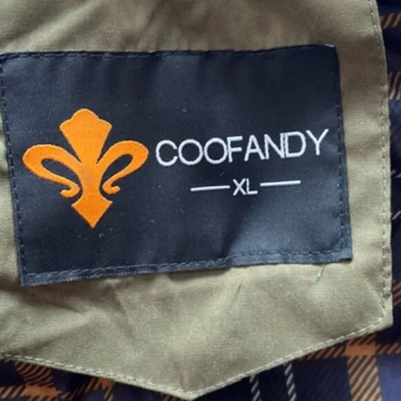 Olive Green Coofandy Quilted Parka Jacket- Size L