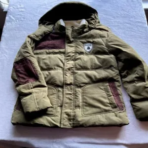 Olive Green Coofandy Quilted Parka Jacket- Size L