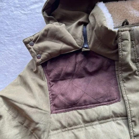 Olive Green Coofandy Quilted Parka Jacket- Size L