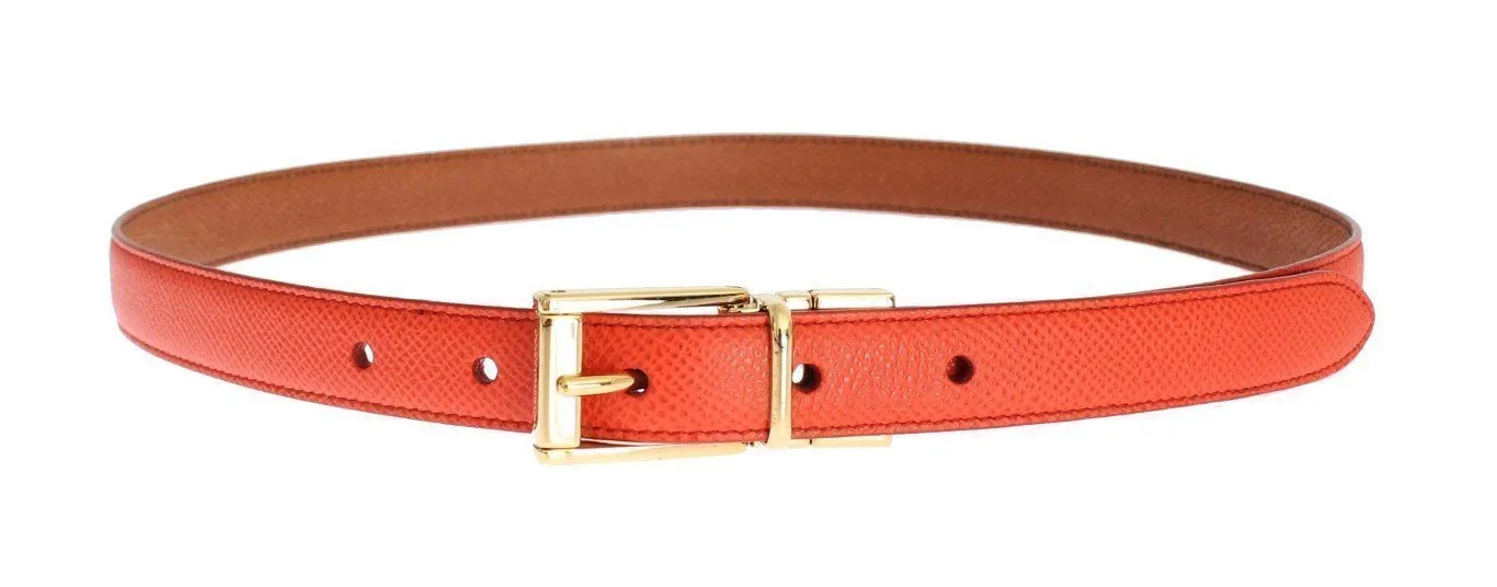 Orange Beige Dauphine Leather Belt