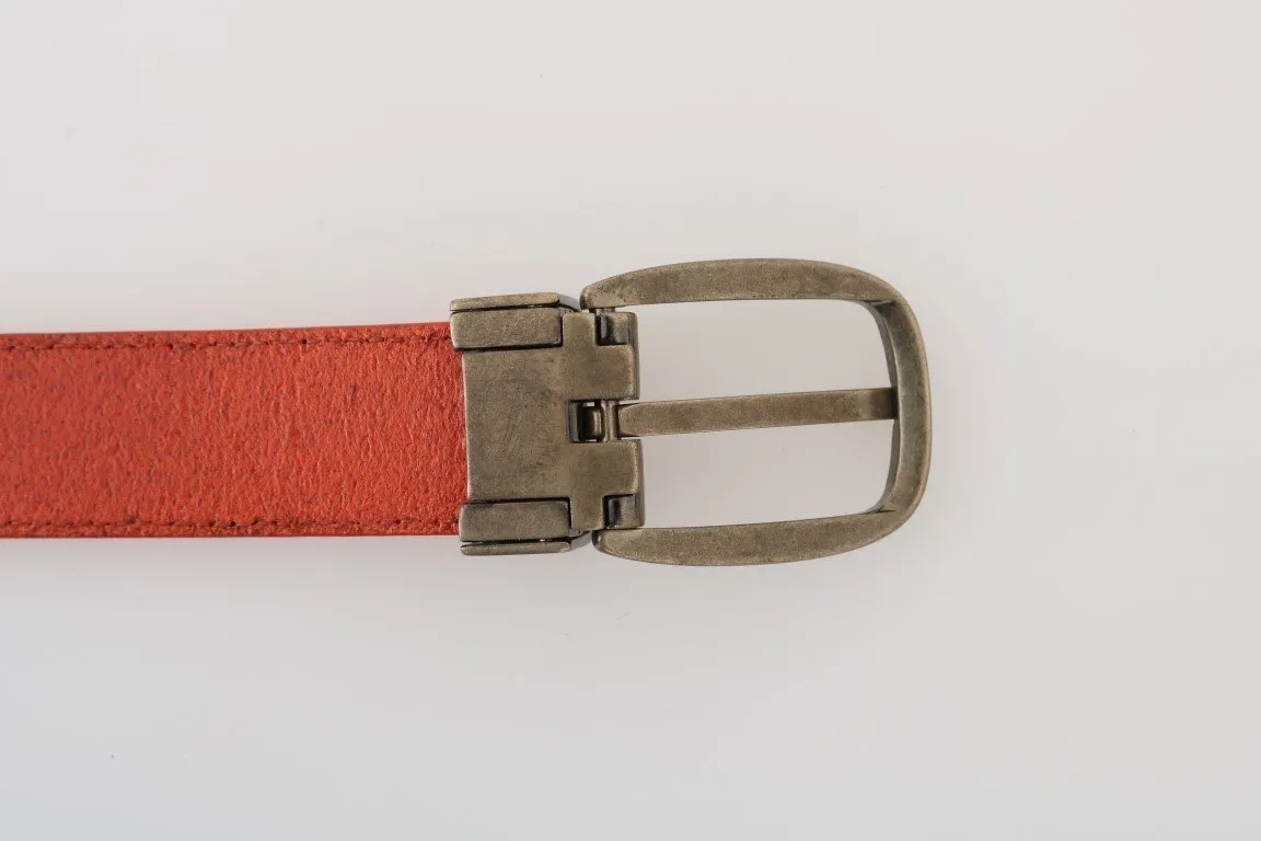 Orange Leather Gold Buckle Belt
